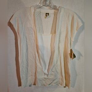 Anne Klein Women's Cap Sleeve Panel Shirt In Ivory Size Small New With Tags